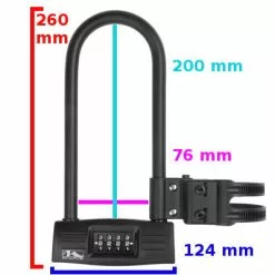 Antivol U à Code Avec Support Vélo M-Wave -Polisport Soldes antivol u a code avec support velo m wave full 3