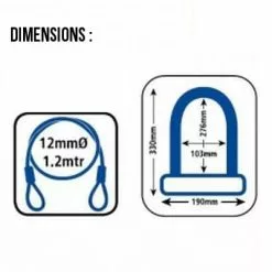 Antivol Vélo Combiné U Et Cable à Clefs - Oxford -Polisport Soldes antivol velo combine u et cable a clefs oxford full 3
